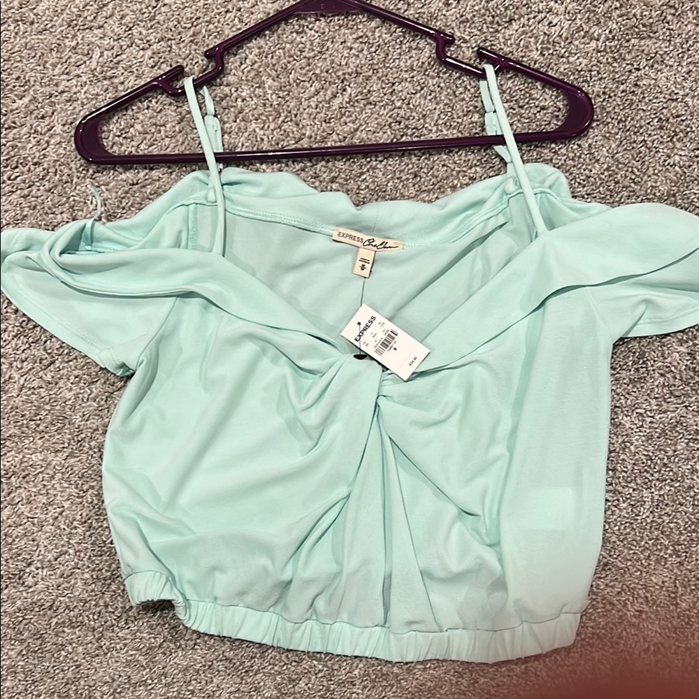 Lush Light Blue Off-Shoulder Top
